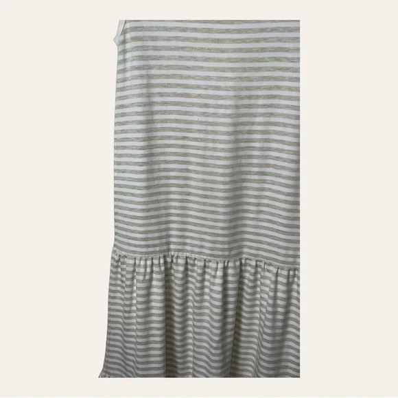0030W. Bb DAKOTA MAXI TIERED DRESS WIDE STRAPS CREAM AND WHITE IN STRIPES XSMALL - Picture 5 of 14